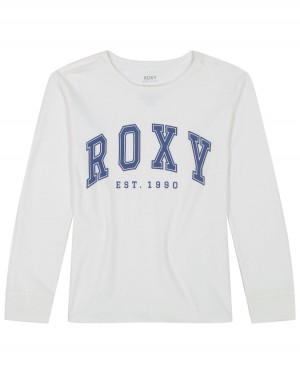 Girls's Roxy® Collegiate Arch Long Sleeve T-Shirt White | ZDWI-92186