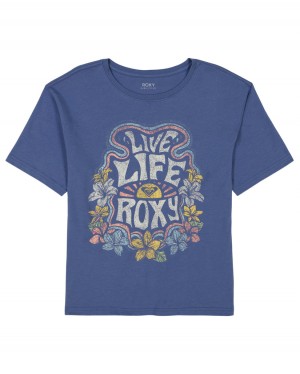 Girls's Roxy® Live Life Oversized T-Shirt Blue | QUYL-64280