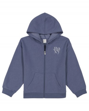 Girls's Roxy® Oversized Evening Hike Zip Hoodie Blue | WKTZ-25476