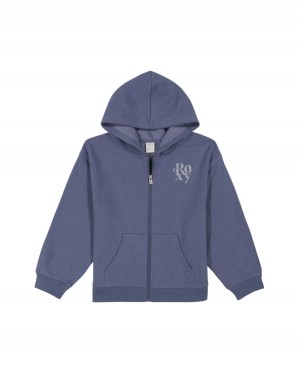 Girls's Roxy® Oversized Evening Hike Zip Hoodie Blue | JZQY-27041
