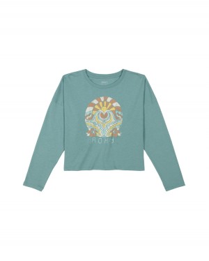 Girls's Roxy® Waterloo Drop Shoulder Long Sleeve T-Shirt Green | CELV-60427