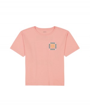 Girls's Roxy® Wave Block Oversized T-Shirt Pink | MJFC-13905