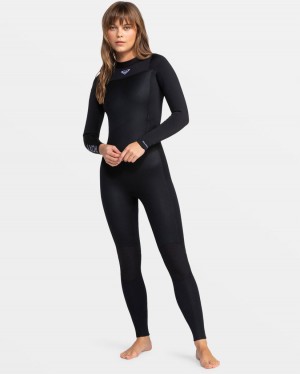 Women Roxy® 4/3mm Prologue Back Zip GBS Wetsuit Black | RYZF-14359