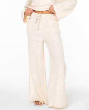 Women Roxy® Beach Breeze Side-Slit Wide Leg Pants White | XOUA-20619