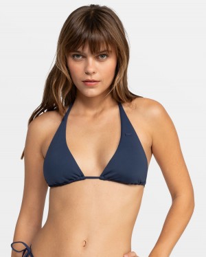 Women Roxy® Beach Classics Elongated Triangle Bikini Tops Indigo | HRMV-92760