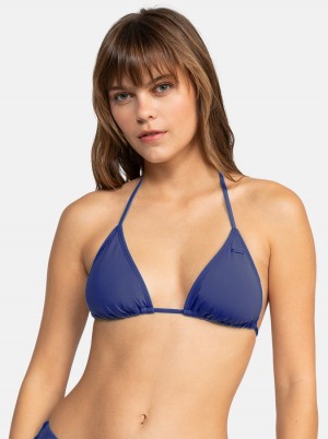 Women Roxy® Beach Classics Tiki Triangle Bikini Tops Indigo | BORG-68492