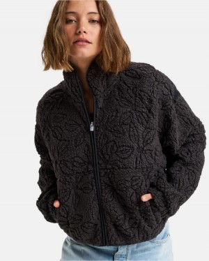 Women Roxy® Blurry Cloud Full Zip Polar Jackets Black | LEWP-21560