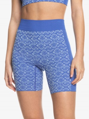 Women Roxy® Chill Out Seamless Heart Bike Shorts Blue | FIMA-24581
