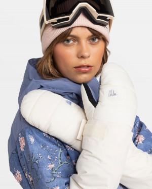 Women Roxy® Chloe Kim Mittens Snow Gloves White | STJH-32581