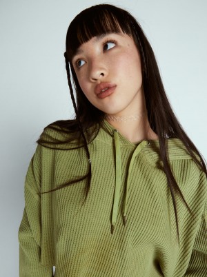 Women Roxy® Chloe Kim Off Duty Crop Hoodie Green | BAOP-07365