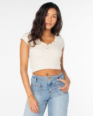 Women Roxy® Coffee Date Tops White | CMJR-29054