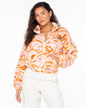 Women Roxy® Cold Surf Zip Up Fleece Jackets Orange | KLCU-81572