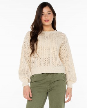 Women Roxy® Day Break Open Knit Sweaters White | QKGT-54378