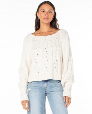 Women Roxy® Day Dream Boat Neck Sweaters White | NQHU-48915