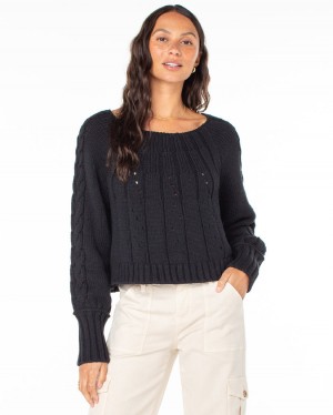 Women Roxy® Day Dream Boat Neck Sweaters Black | IORK-64305