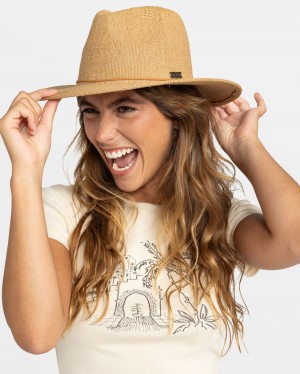 Women Roxy® Early Sunset Straw Hats Beige | EMAK-03781