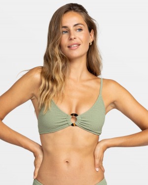 Women Roxy® Essaouira Bralette Tri Bikinis Green | QSKX-07628