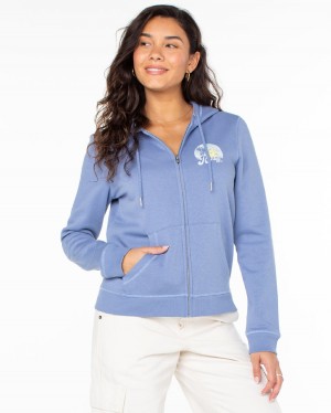 Women Roxy® Evening Hike Zip Up Hoodie Blue | QJPK-60815