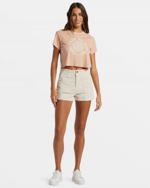 Women Roxy® Feel Free Cropped T-Shirt Pink | JETB-78365
