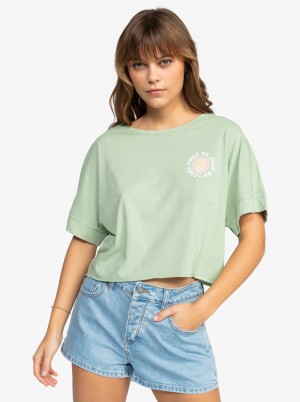 Women Roxy® Feel Free T-Shirt Green | FLCU-53164