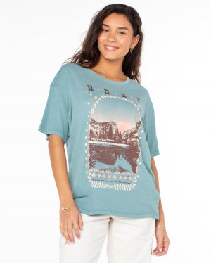 Women Roxy® Folk Mountain T-Shirt Blue / Blue | UHTI-13472