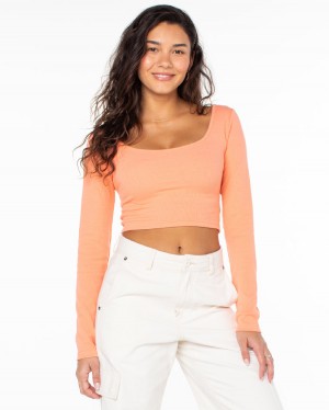 Women Roxy® Good Keepsake Long Sleeve Crop Tops Orange | ICOB-78043