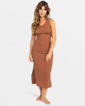 Women Roxy® Good Keepsake Midi Dress Brown | IOHR-46507