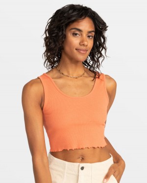 Women Roxy® Keep It Wavy Ribbed Tank Top Apricot | CQTP-76234