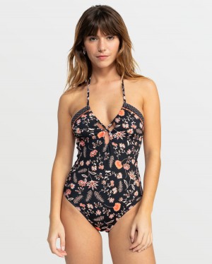 Women Roxy® Kerala One-Piece Swimsuits Dark Grey | ZJQM-41308