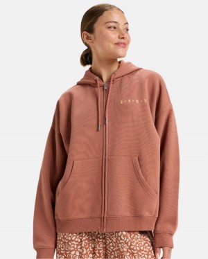 Women Roxy® Lineup Oversized Zip Hoodie Brown | POSN-73624