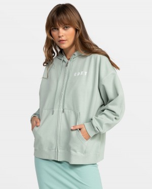 Women Roxy® Lineup Oversized Zip Hoodie Blue | QVNT-07563