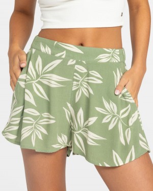 Women Roxy® Midnight Avenue Elastic Waist Shorts Green | EUBC-37126