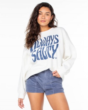 Women Roxy® Morning Hike Sweatshirt White | KUMO-32597