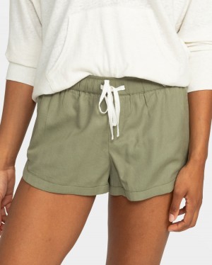Women Roxy® New Impossible Love Elastic Waist Shorts Green | KZNW-43907