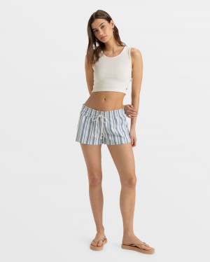 Women Roxy® Oceanside Beach Shorts Blue Stripes | UFGV-46028