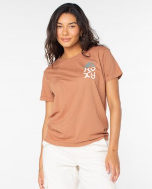 Women Roxy® Painted Surf T-Shirt Brown | HUQV-62905