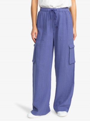 Women Roxy® Precious Cargo Gauze High Waisted Pants Blue | QIOL-15260