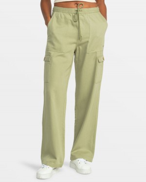 Women Roxy® Precious Cargo Twill High Waisted Pants Green | RJYT-01264