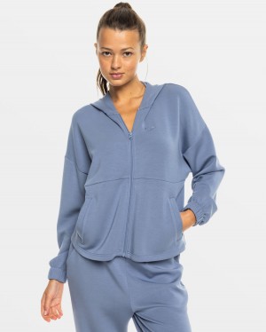 Women Roxy® Rise & Vibe Sweet Zip Hoodie Blue | ZNWK-93086