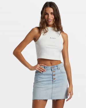 Women Roxy® Roxify Fitted Rib Tank Top White | RJCY-85413