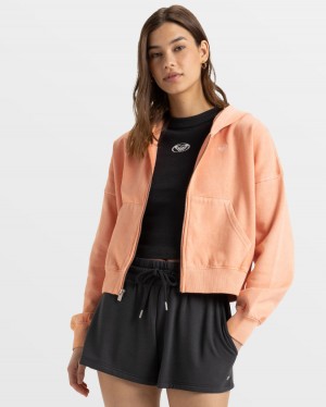 Women Roxy® Sahara Vibes Zip Hoodie Orange | LPUK-20314
