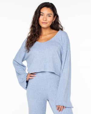 Women Roxy® Sandy Coast Long Sleeve Tops Blue | DEAQ-94376