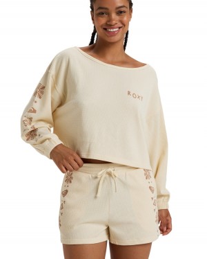 Women Roxy® Sandy Road Long Sleeve Tops White | KVAC-15967