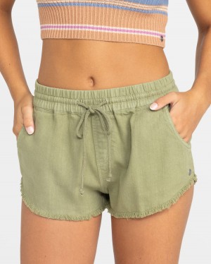 Women Roxy® Scenic Route Elastic Waist Shorts Green | BEVY-01694