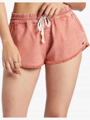 Women Roxy® Scenic Route Elastic Waist Shorts Pink | TSKO-81490