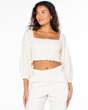 Women Roxy® Sorrento Shores Tops White | NRZD-15627