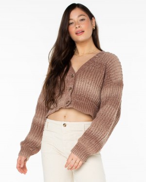 Women Roxy® Sundaze Washed Cardigan Grey Brown | UEZJ-51824