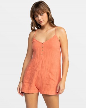 Women Roxy® Sunshine Haze V- Neck Tops Orange | ZTJD-90745