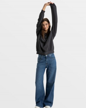 Women Roxy® Surfing By Moonlight Pullover Sweatshirt Black | XMHE-15482