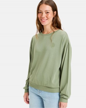 Women Roxy® Surfing By Moonlight Pullover Sweatshirt Green | JXYQ-24930